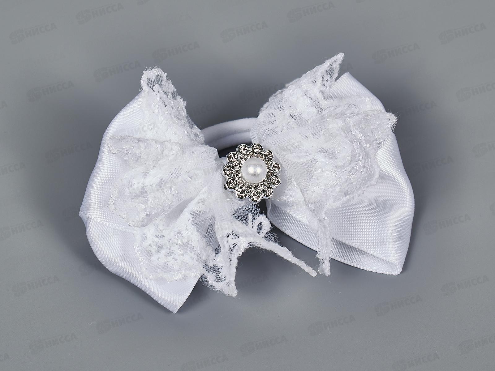 Бант шелк 9см. жемчуг,стразы №7553