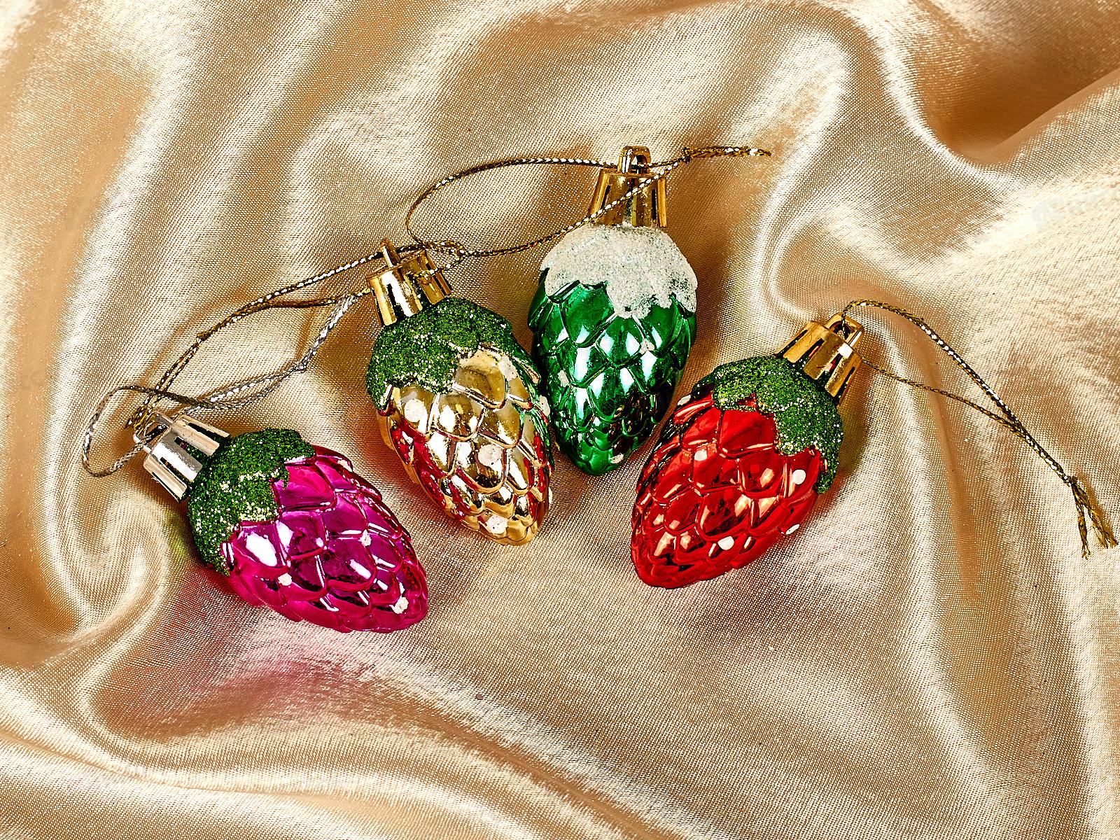 Набор елочных украшений 4шт Шишечки 4см микс 201-0391