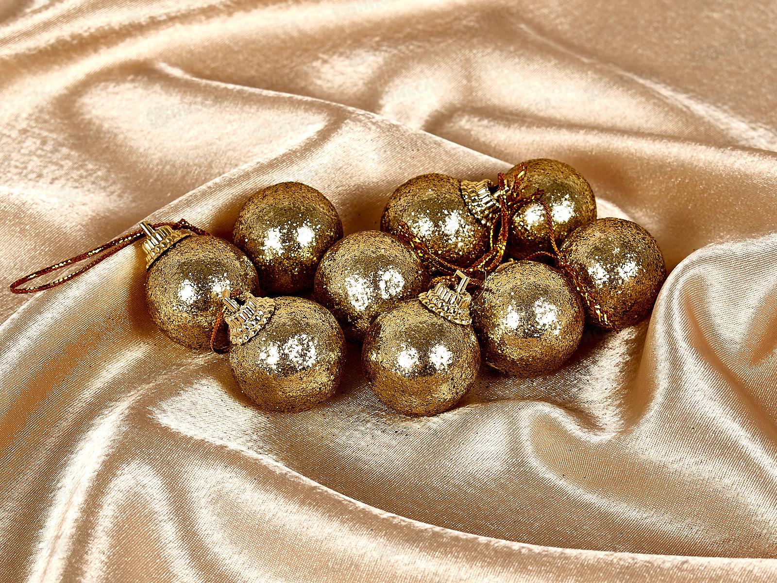 Набор елочных шаров 9шт &quotБлестящее напыление&quot 3см золото 201-0527