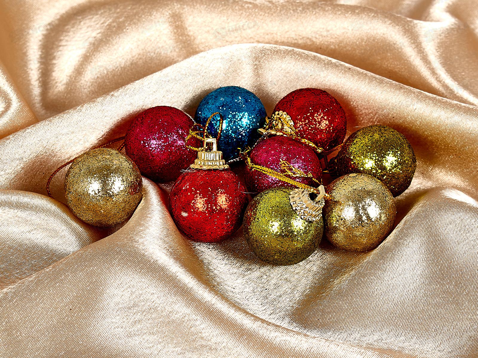 Набор елочных шаров 9шт &quotБлестящее напыление&quot 3см микс 201-0531