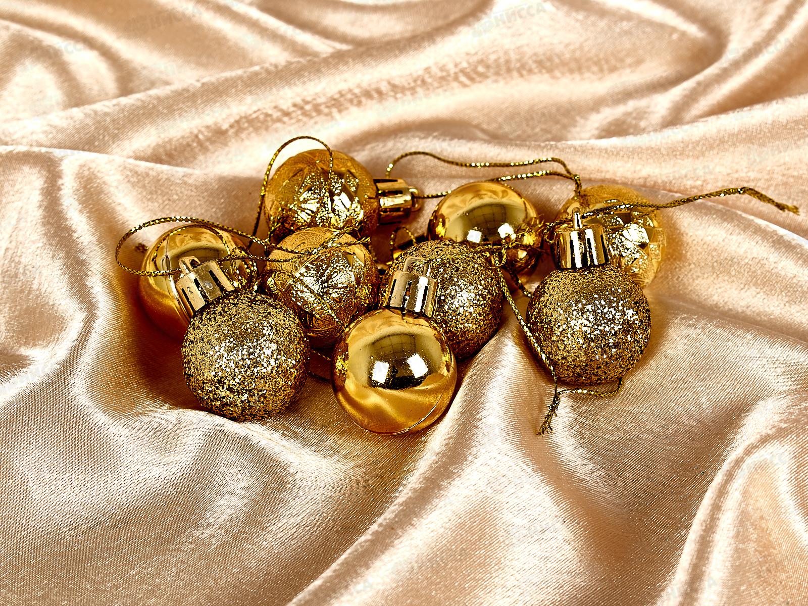 Набор елочных шаров 9шт &quotМикс фактур&quot 3см золото 652-338