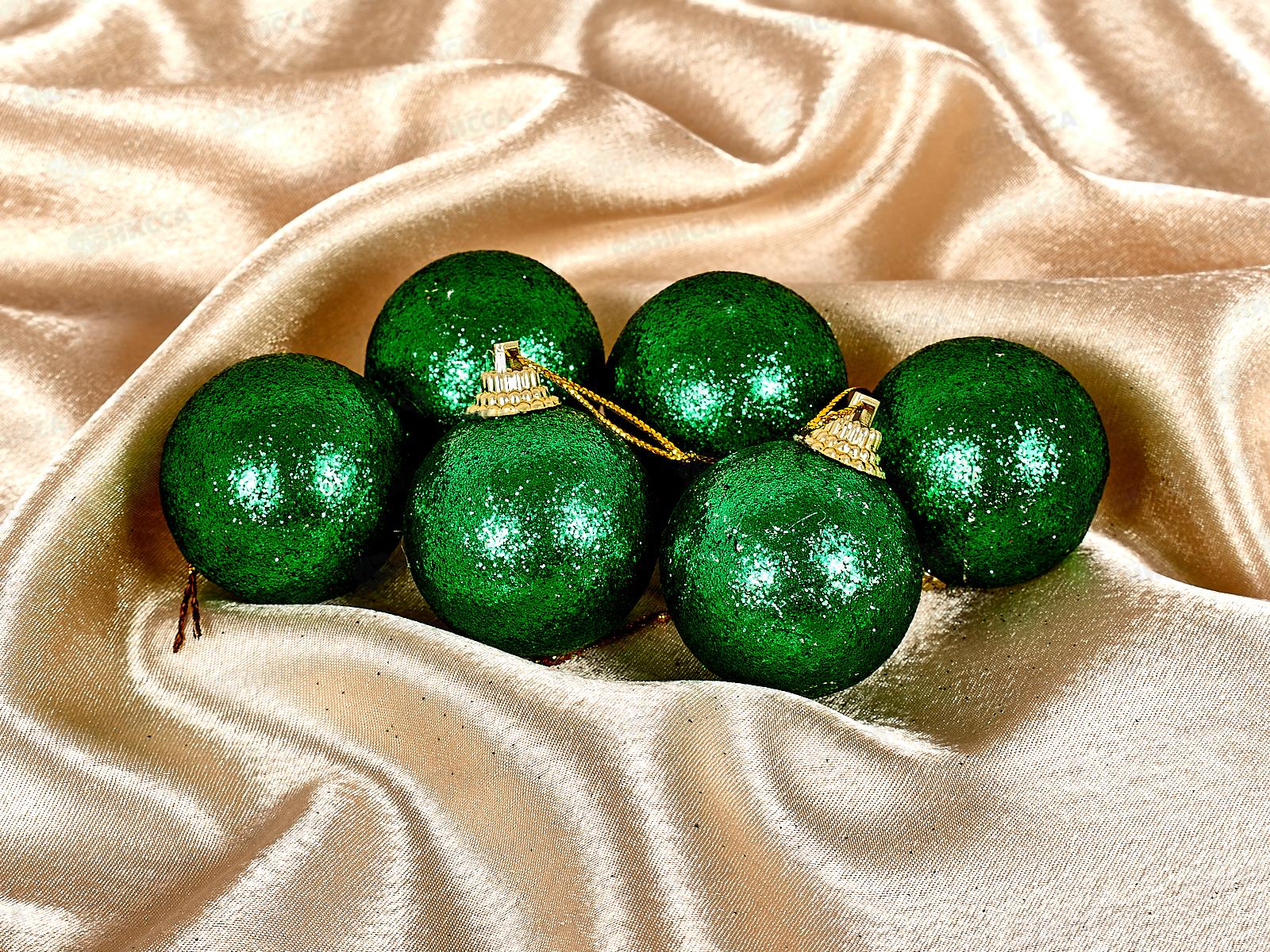 Набор елочных шаров 6шт &quotБлестящее напыление&quot 4см зеленый 652-011