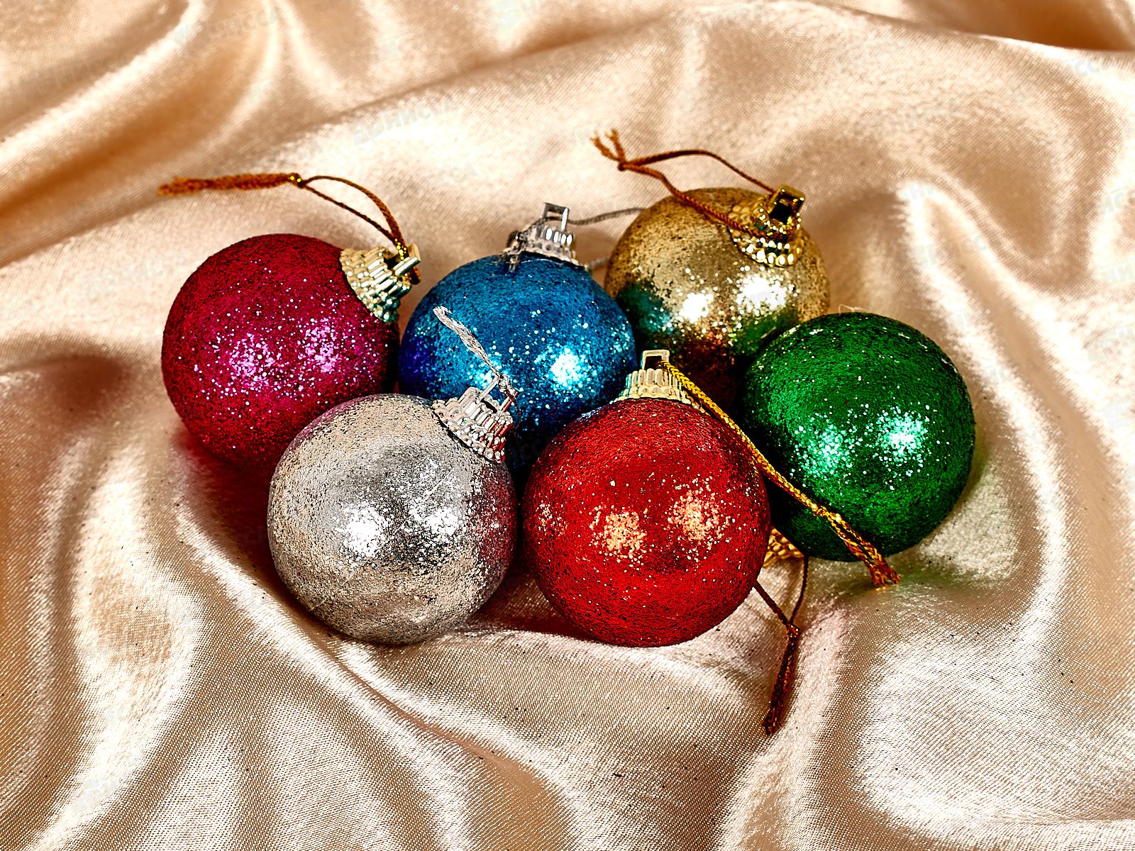 Набор елочных шаров 6шт &quotБлестящее напыление&quot 4см микс 652-010