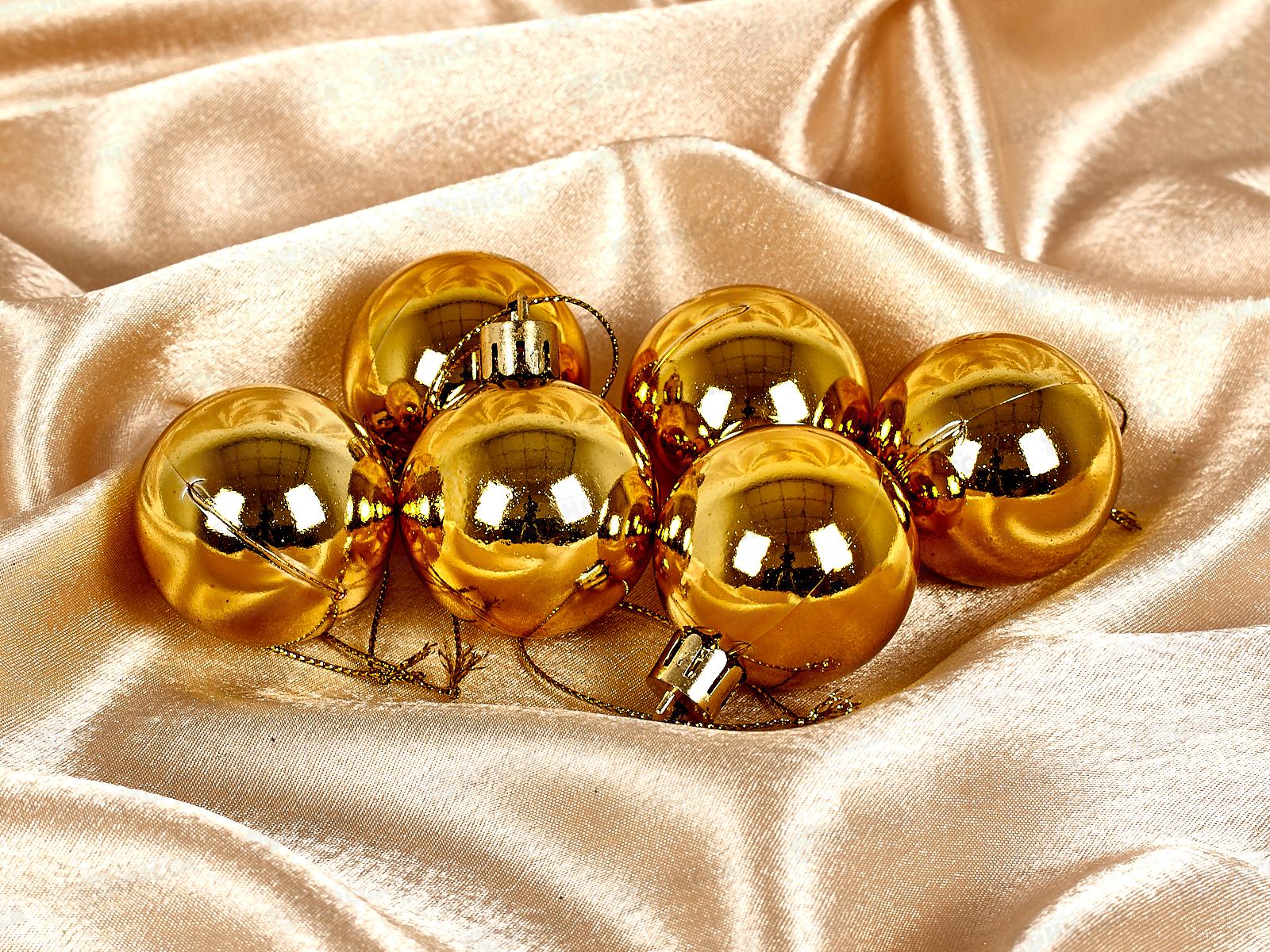 Набор елочных шаров 6шт &quotГлянец&quot 4см золотой 183-833