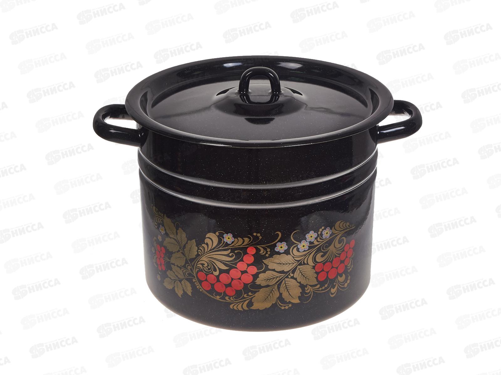 Кастрюля 9,0л цилиндрическая Рябинушка, черный рябчик с петлей С1622.Р*05