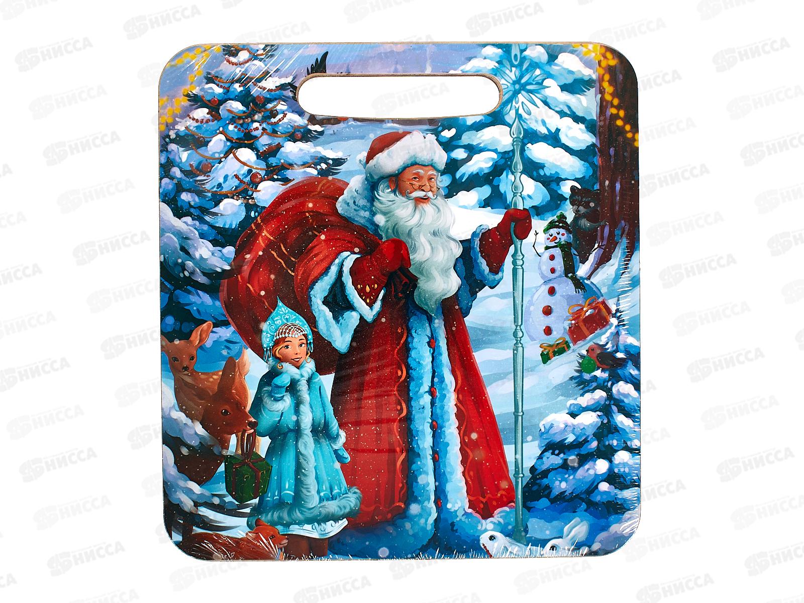 Доска разделочная  дерево малая НГ Дед мороз в лесу Л-40 *50