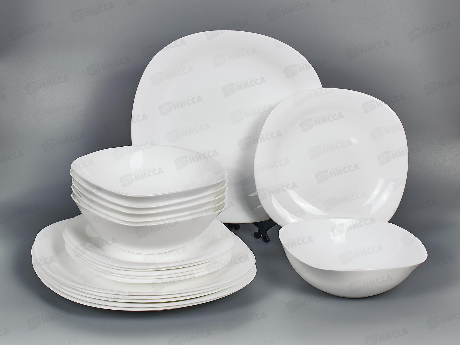 Набор столовый 18пр. Луна белая гладкий 100б-18лк