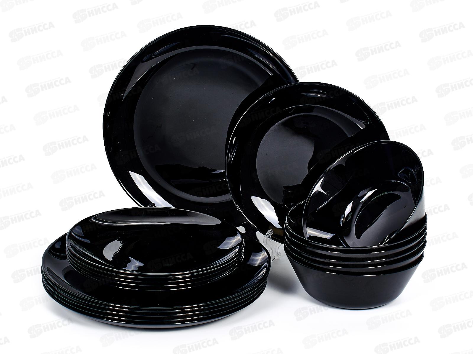 Набор столовый 18пр. Луна черная гладкий 100ч-18лк