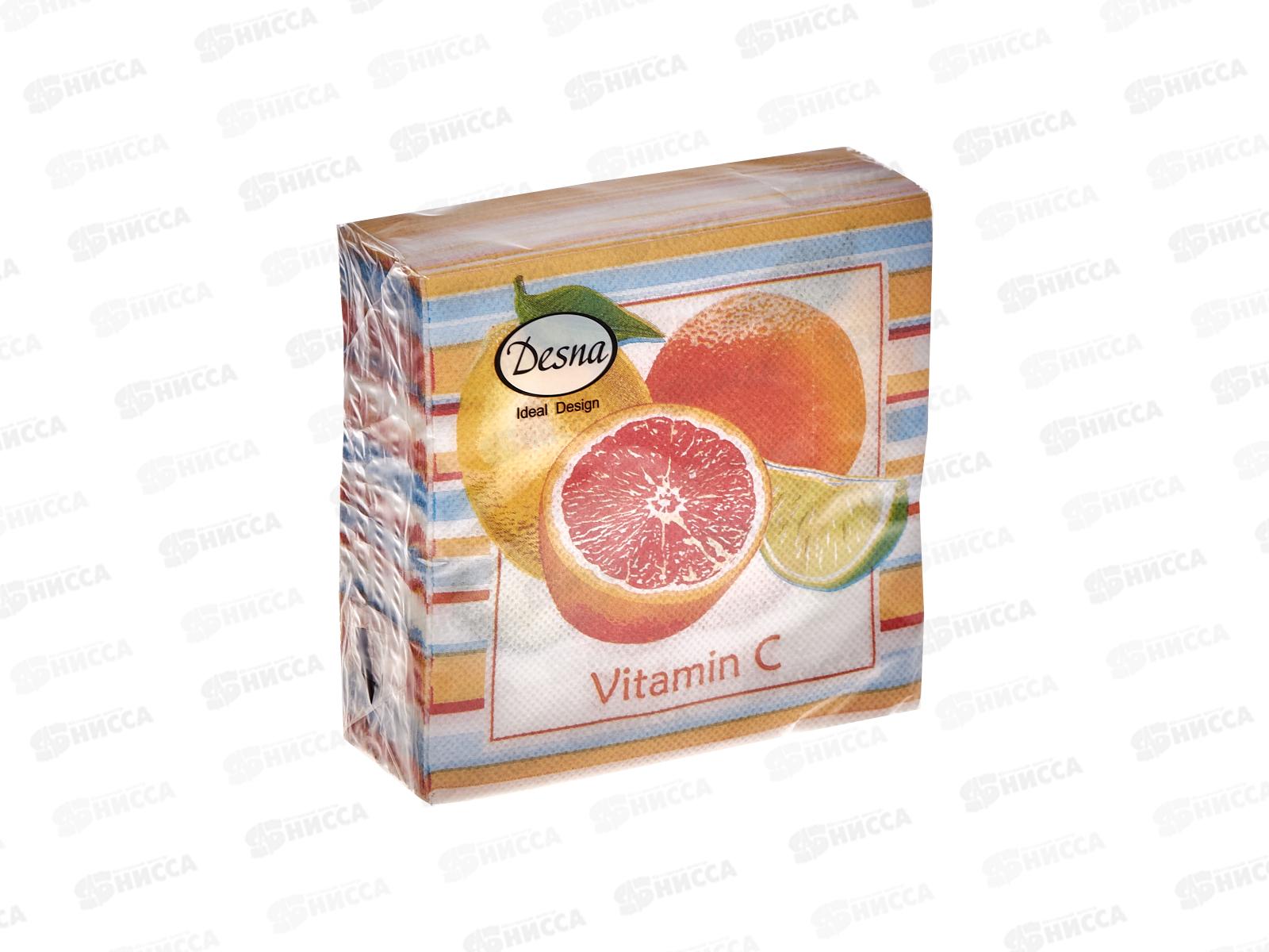 Салфетки 1 слойные 40 листов 24*24 Desna Design Витамин С,57417*32