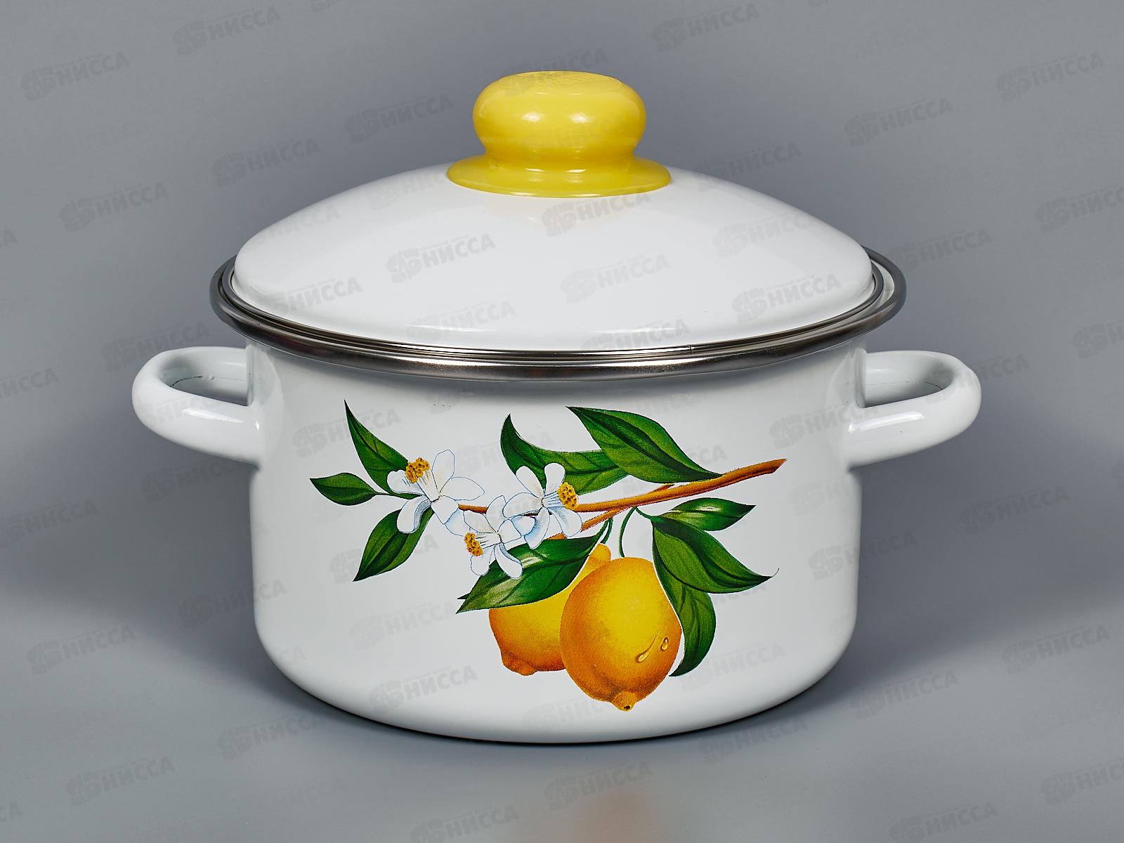 Кастрюля 2,0л эмалированная с рисунком 01-1610/4 Лимоны *8