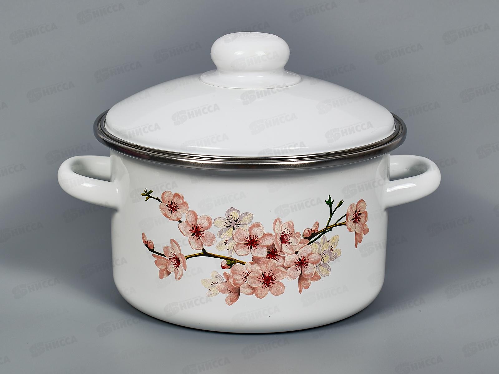 Кастрюля 2,0л эмалированная с рисунком 01-1610/4 Сакура *8