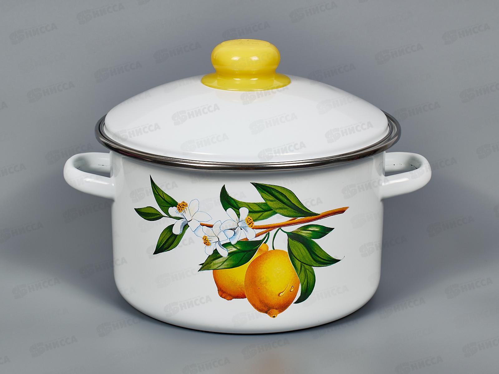 Кастрюля 3,0л эмалированная с рисунком 01-Б1612/4 Лимоны *4
