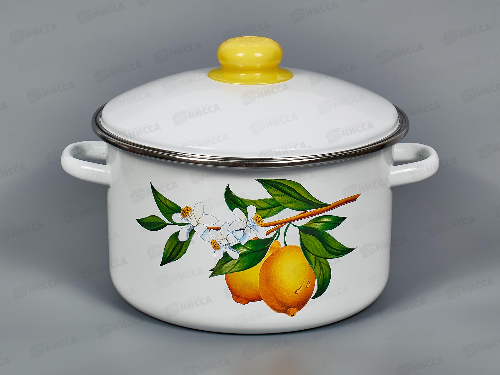 Кастрюля 4,0л  эмалированная с рисунком 01-Б1614/4 Лимоны *4
