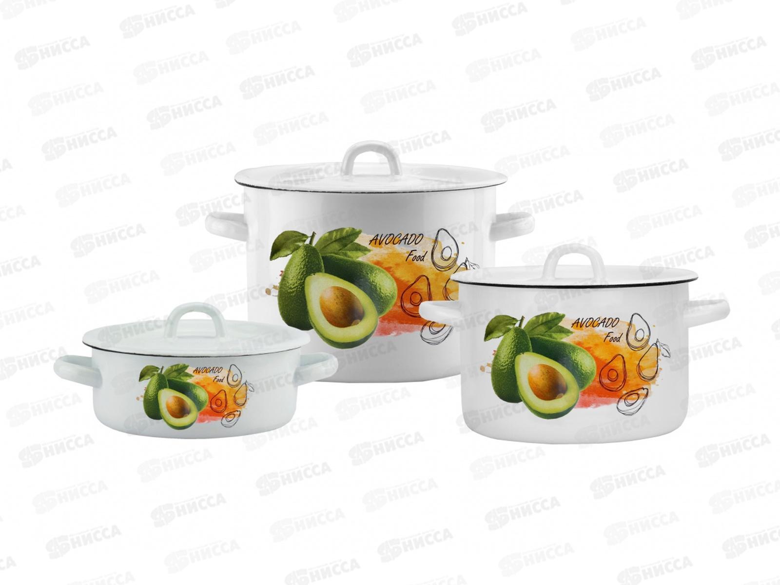 Набор кастрюль Кухонный 33-Авокадо Белый 4-325/4 1,5+3+4,5л