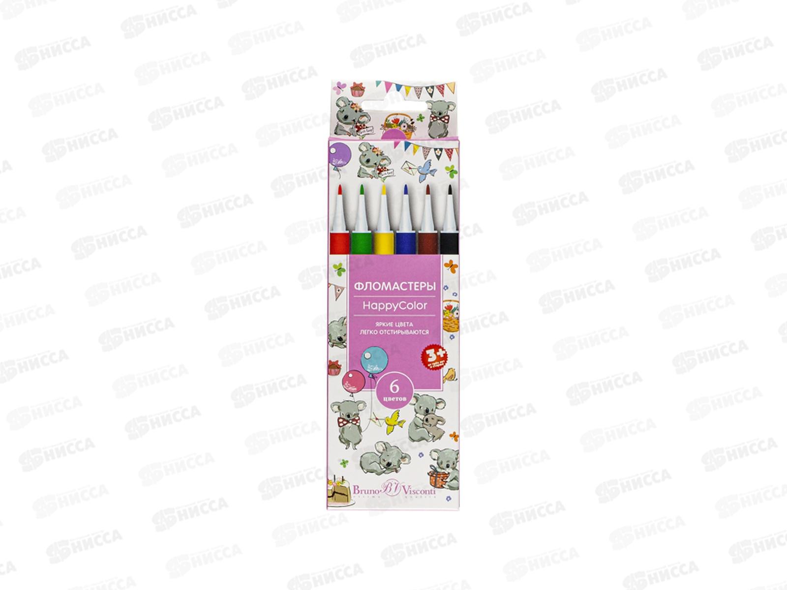 Фломастеры 6 цветов АЛЬТ Happycolor,32-0024*30