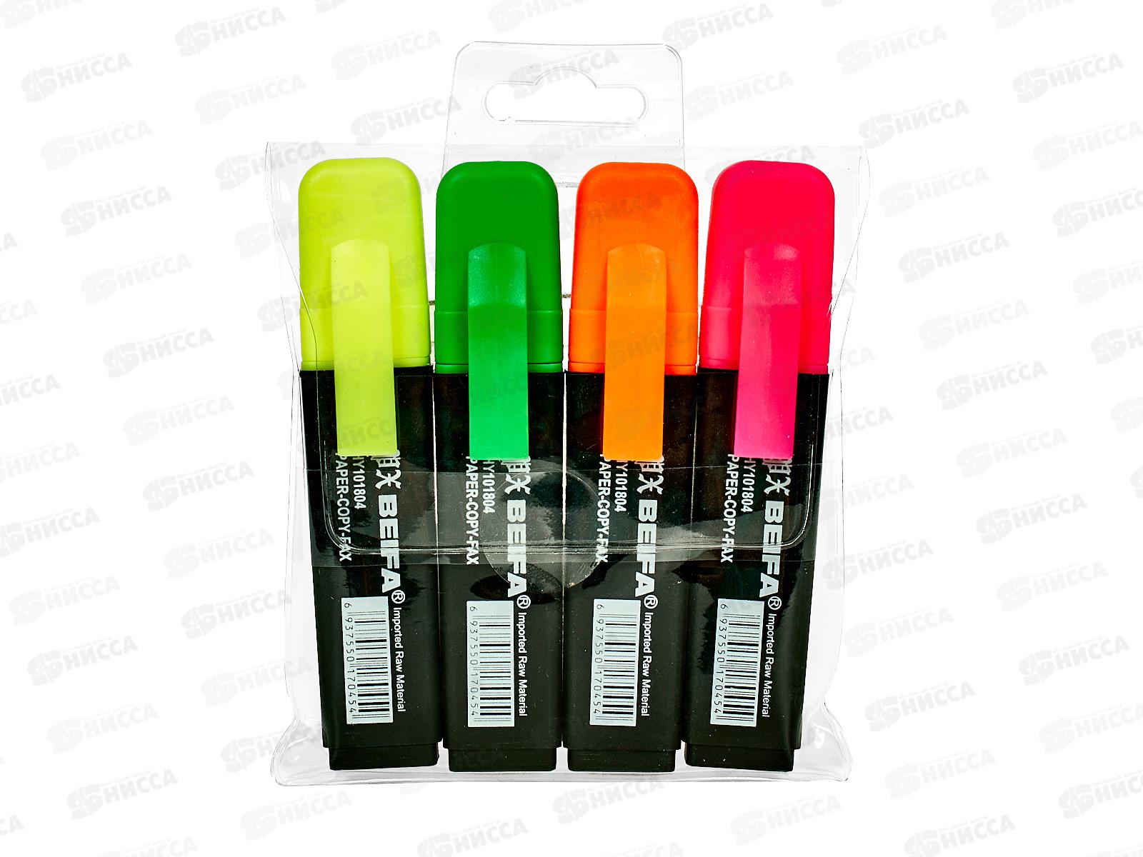 Маркеры BEIFA текстовый 4 цвета, цветной корпус, HY 101804-4 *12/144