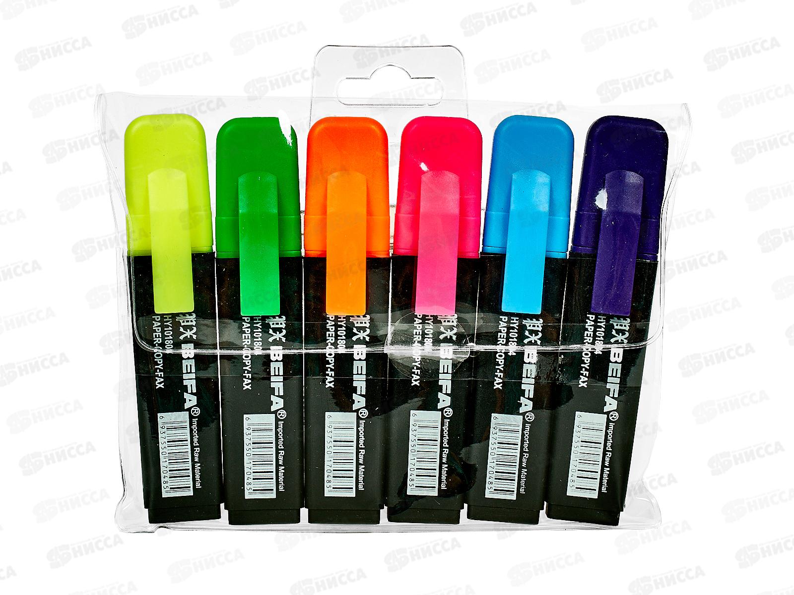 Маркеры BEIFA текстовый 6 цветов, цветной корпус, HY 101804-6 *12/144