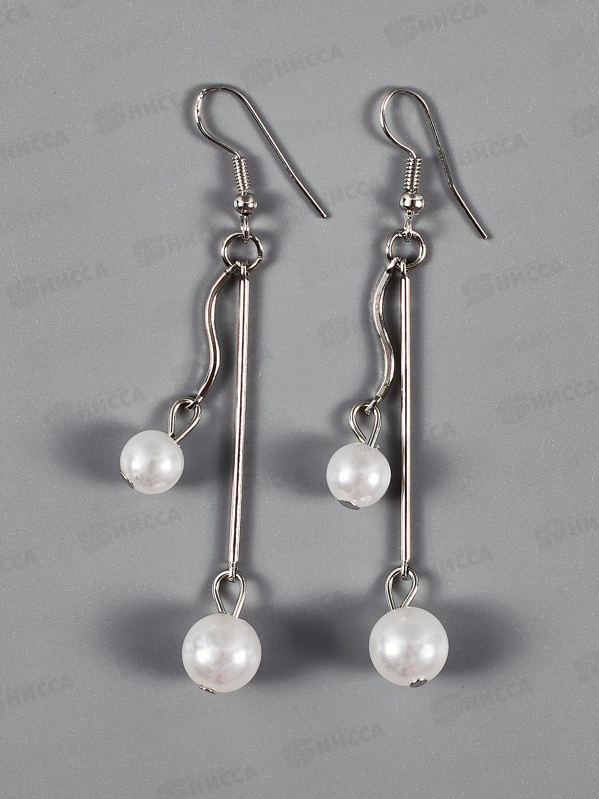 Серьги висячие "Жемчуг" классика белый 9679594