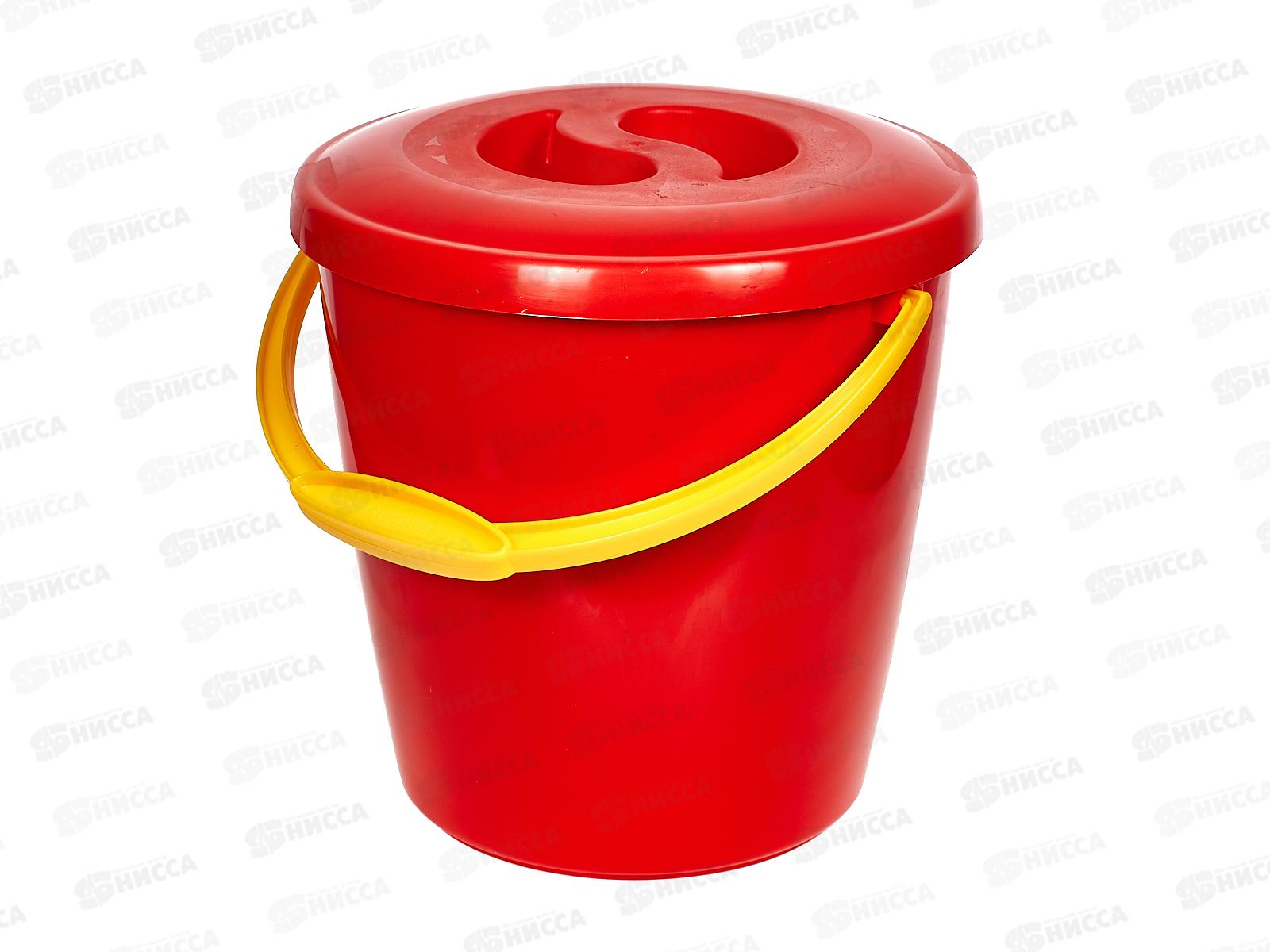 Ведро 10л мерное с крышкой, с утолщённой стенкой Красное *15  ИНТ
