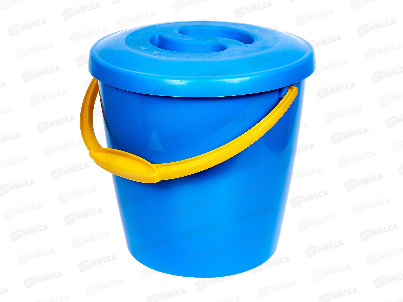 Ведро 10л мерное с крышкой, с утолщённой стенкой Синее *15  ИНТ