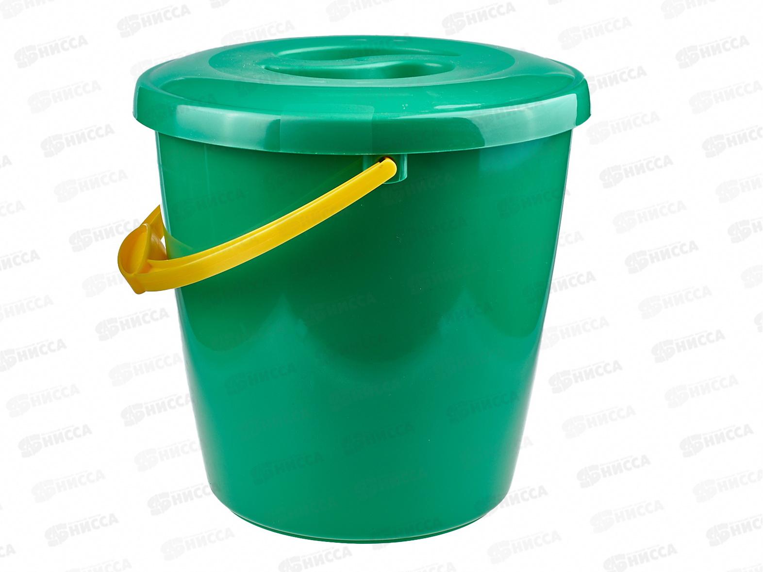 Ведро 10л мерное с крышкой, с утолщенной стенкой Зеленое *15  ИНТ