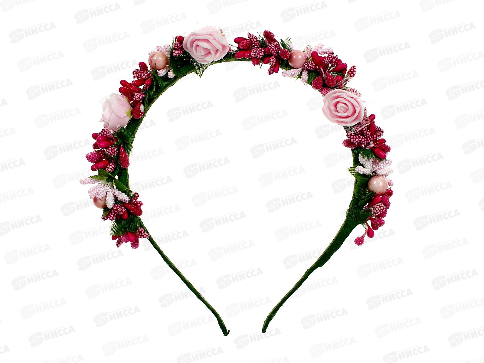 Ободок металлический ткань &quotЦветы&quot №1638