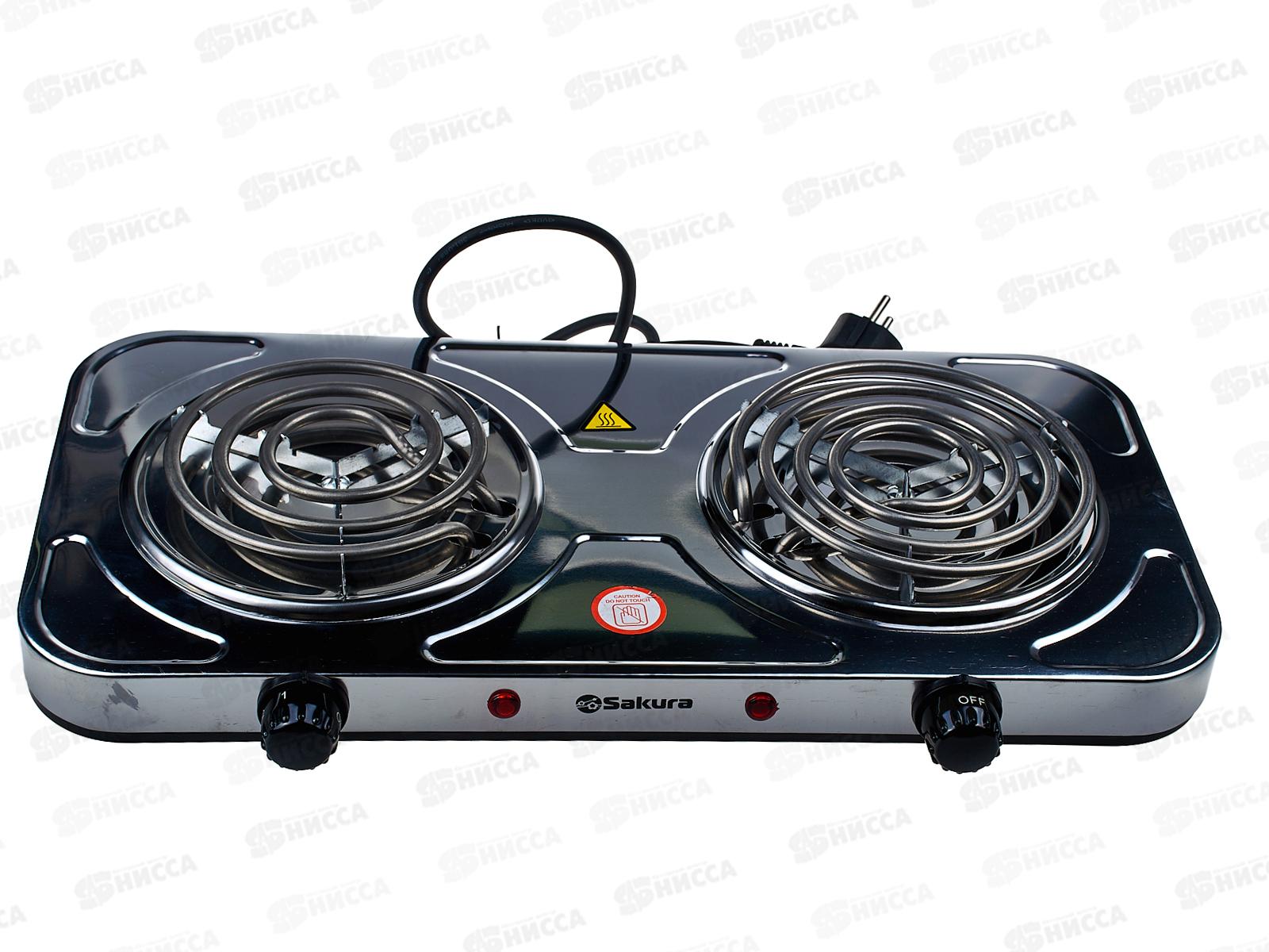 Плита электрическая ПЭ-11H 2500Вт 150/140мм 2конфорки/спираль Нержавеющая/сталь