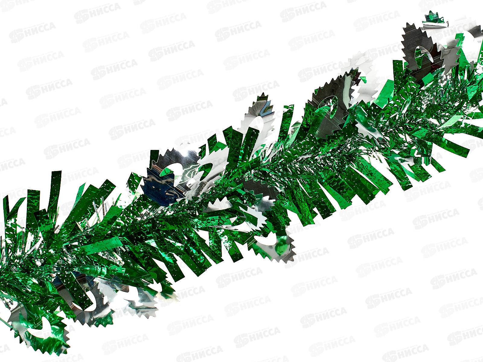 Мишура 002015 листопад 9см х 2м.зеленый-серебро., AL-3367 *360
