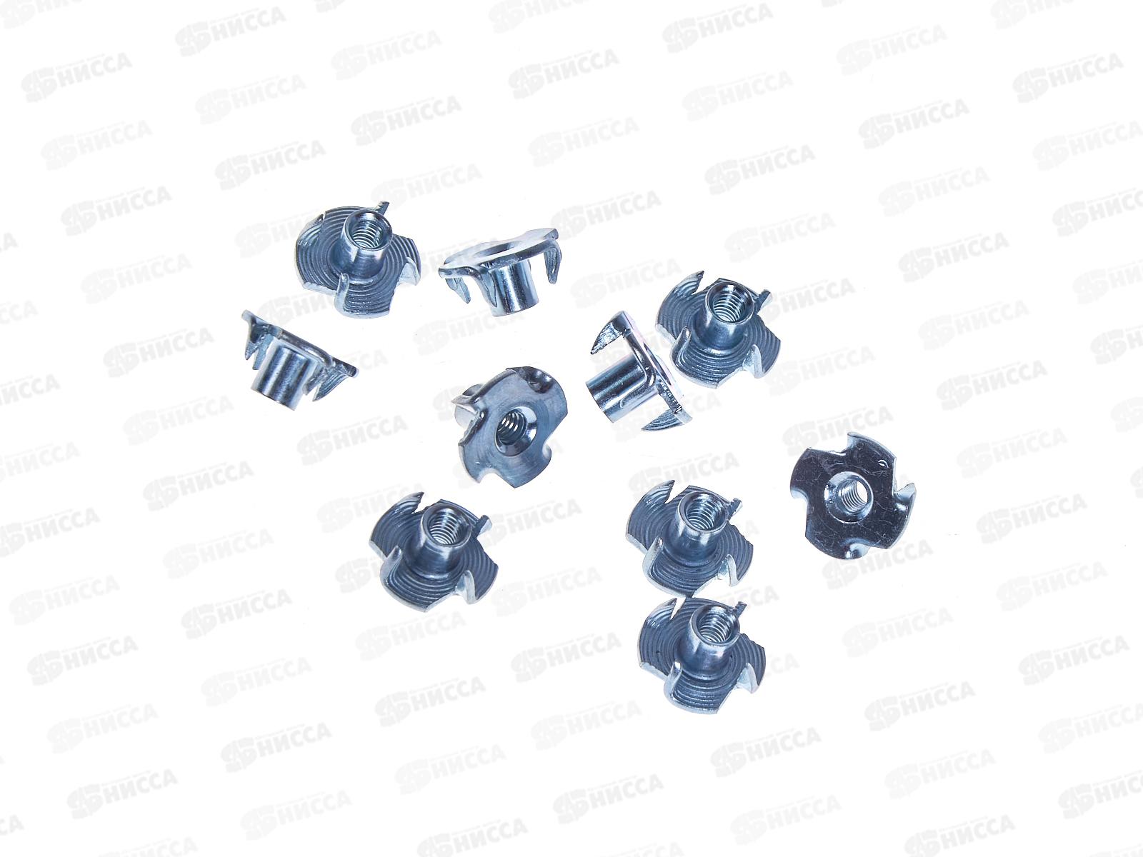 Гайка мебельная забивная М4 белый цинк (10шт)*20