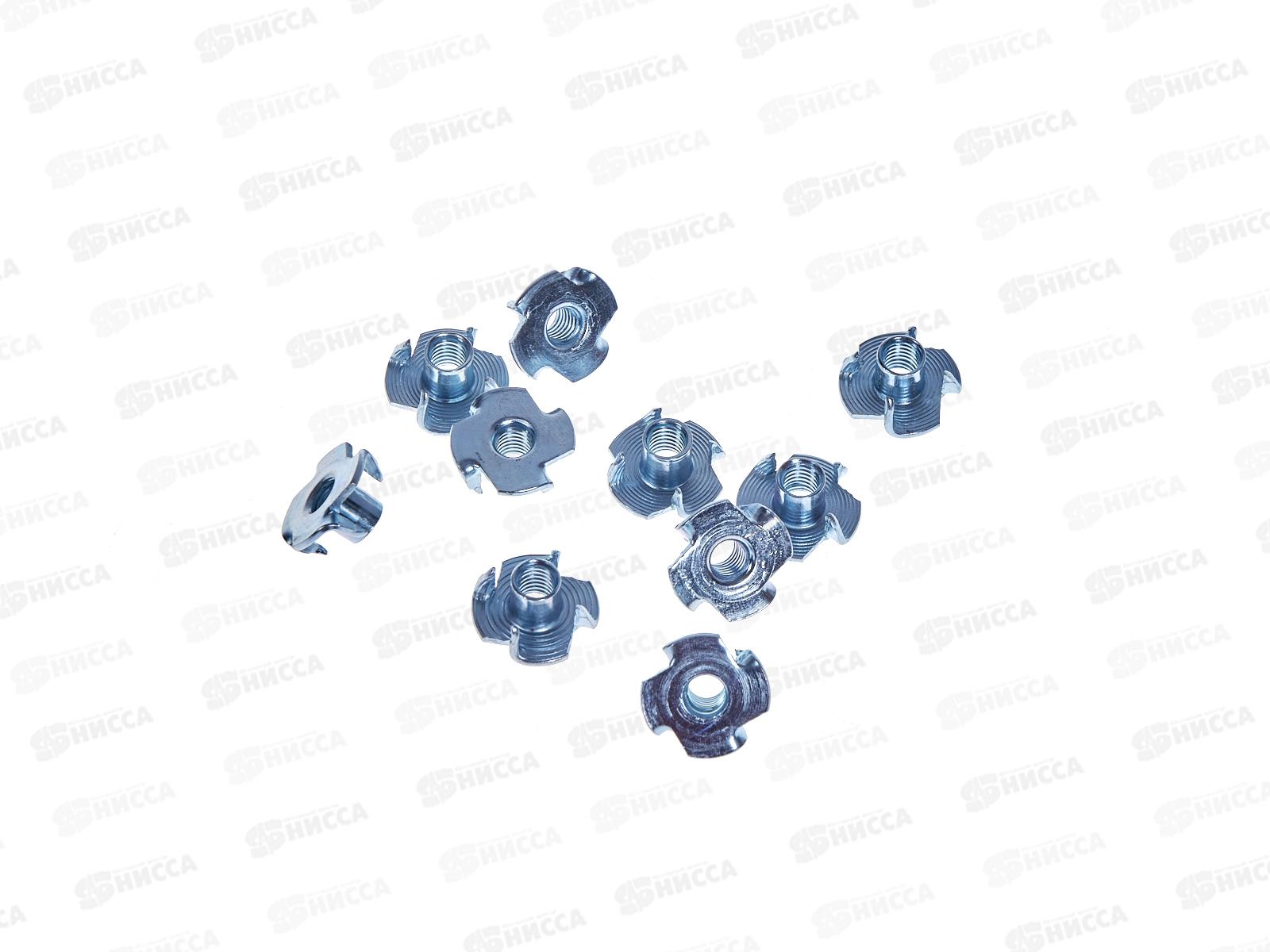 Гайка мебельная забивная М6 белый цинк (10шт)