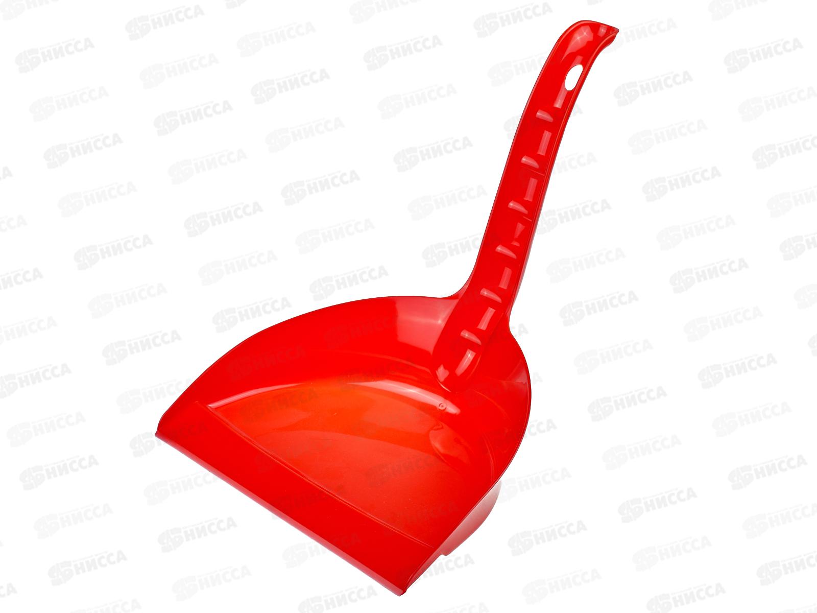 Совок для мусора ИНТ с удлиненной  ручкой красный *25