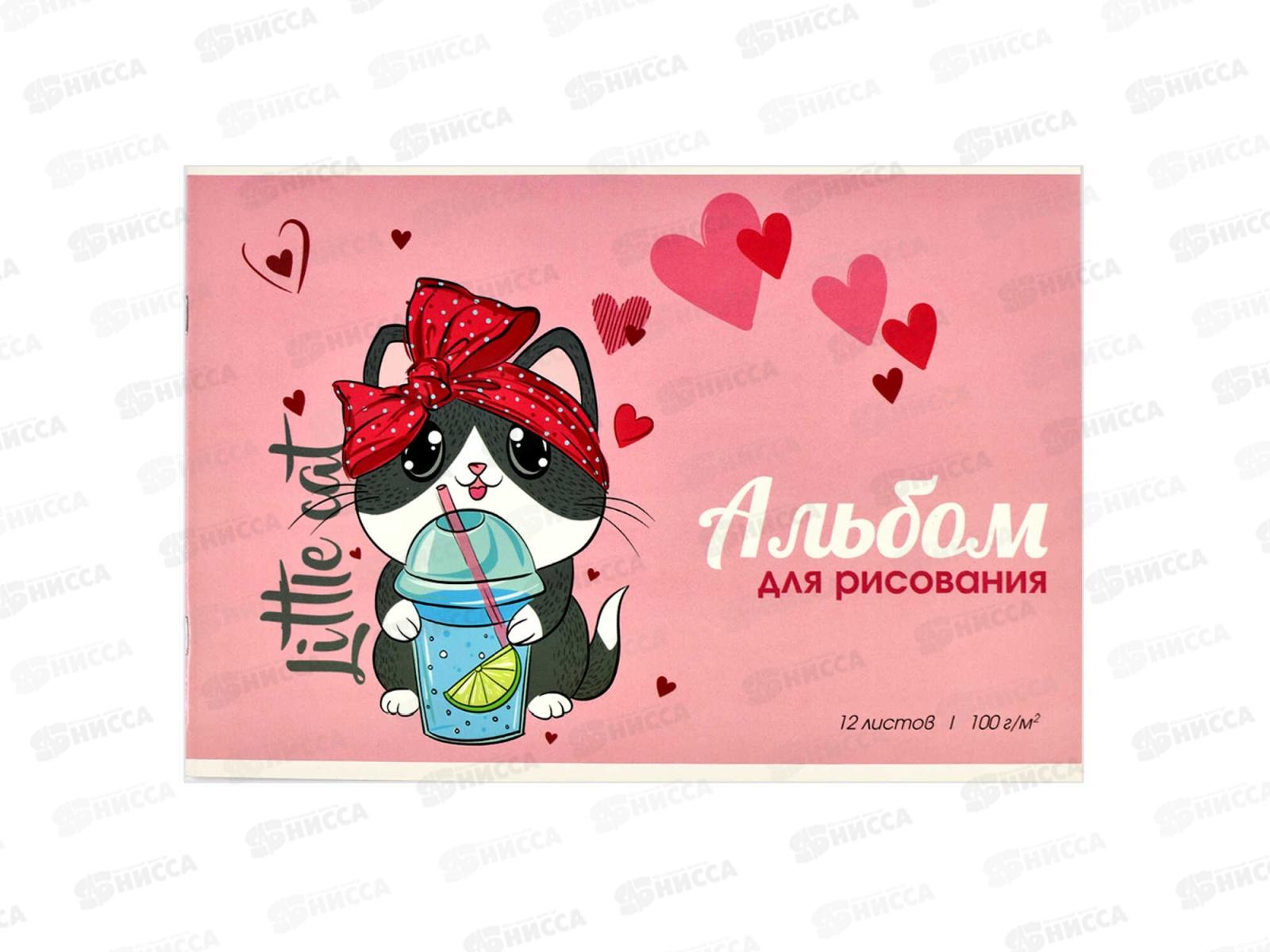 Альбом для рисования 12л ФЕН Модная кошка,64678*50