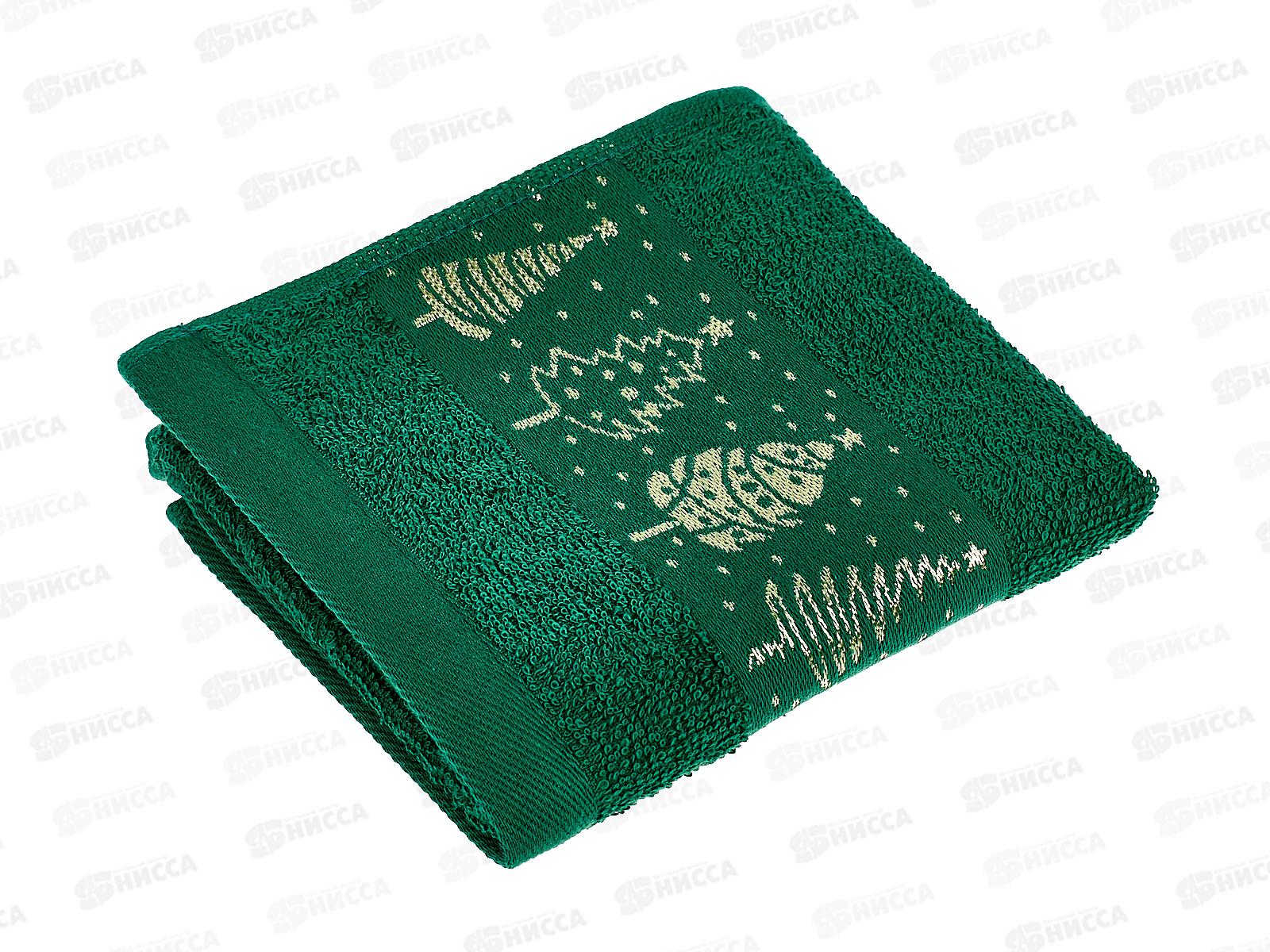 Полотенце махровое 30*60 +/- 2см Елки зеленый