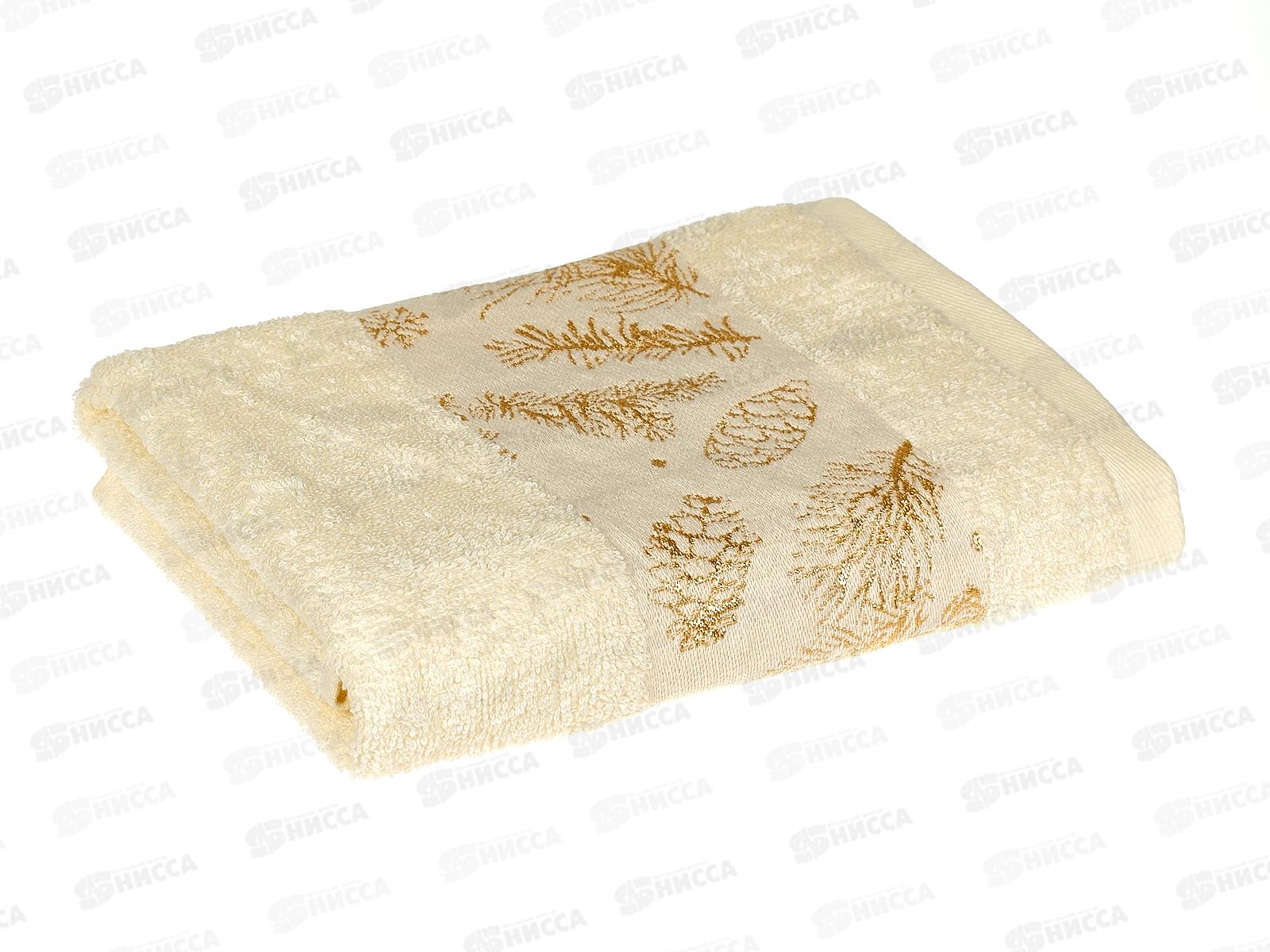 Полотенце махровое 50*90 +/- 2см Шишки сливочный