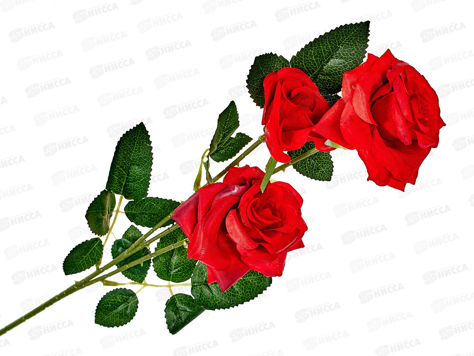Цветы искусственные 61см Роза тройная красный 4301722 *1