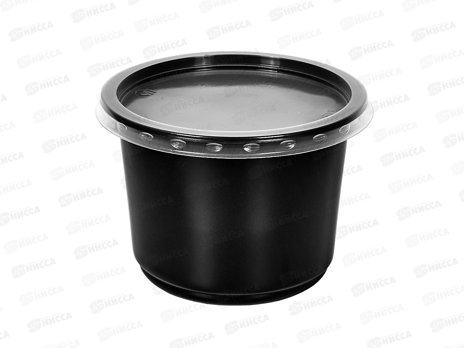 Контейнер К-115 0,5л круглый черный суповой *50/500