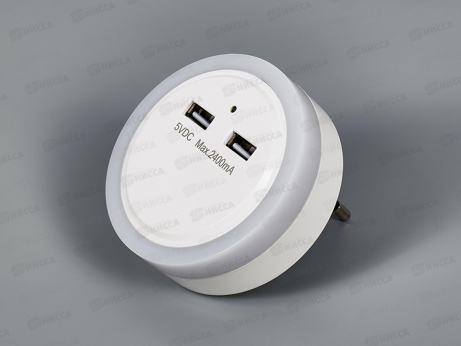 Ночник светодиодный IN HOME NLЕ10-LW-DC, белый 2*USB разъема с датч.