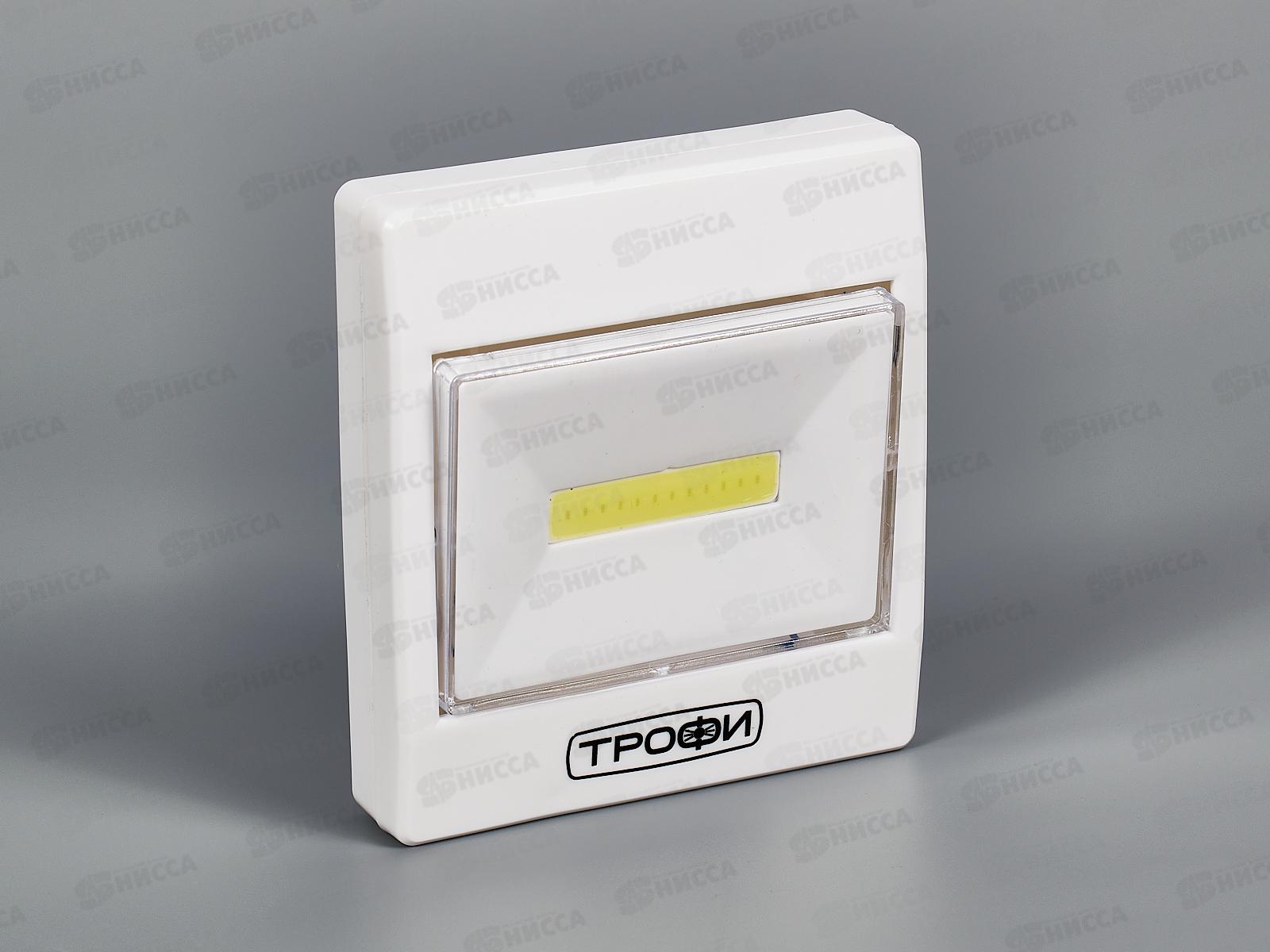 Фонарь ТРОФИ SB-102 с подсветкой, белый, пушлайт, 3*AAA  *24/144