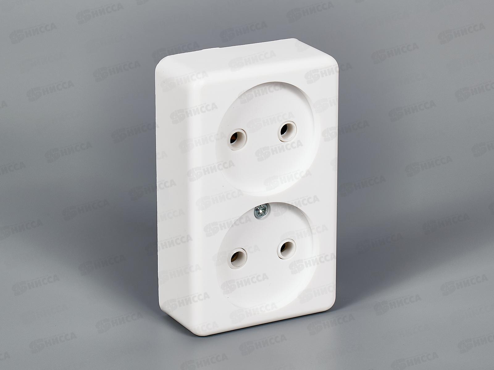 Розетка открытой установки 2-ая п/пруж.конт. РА16-009     52ж  *90  ш