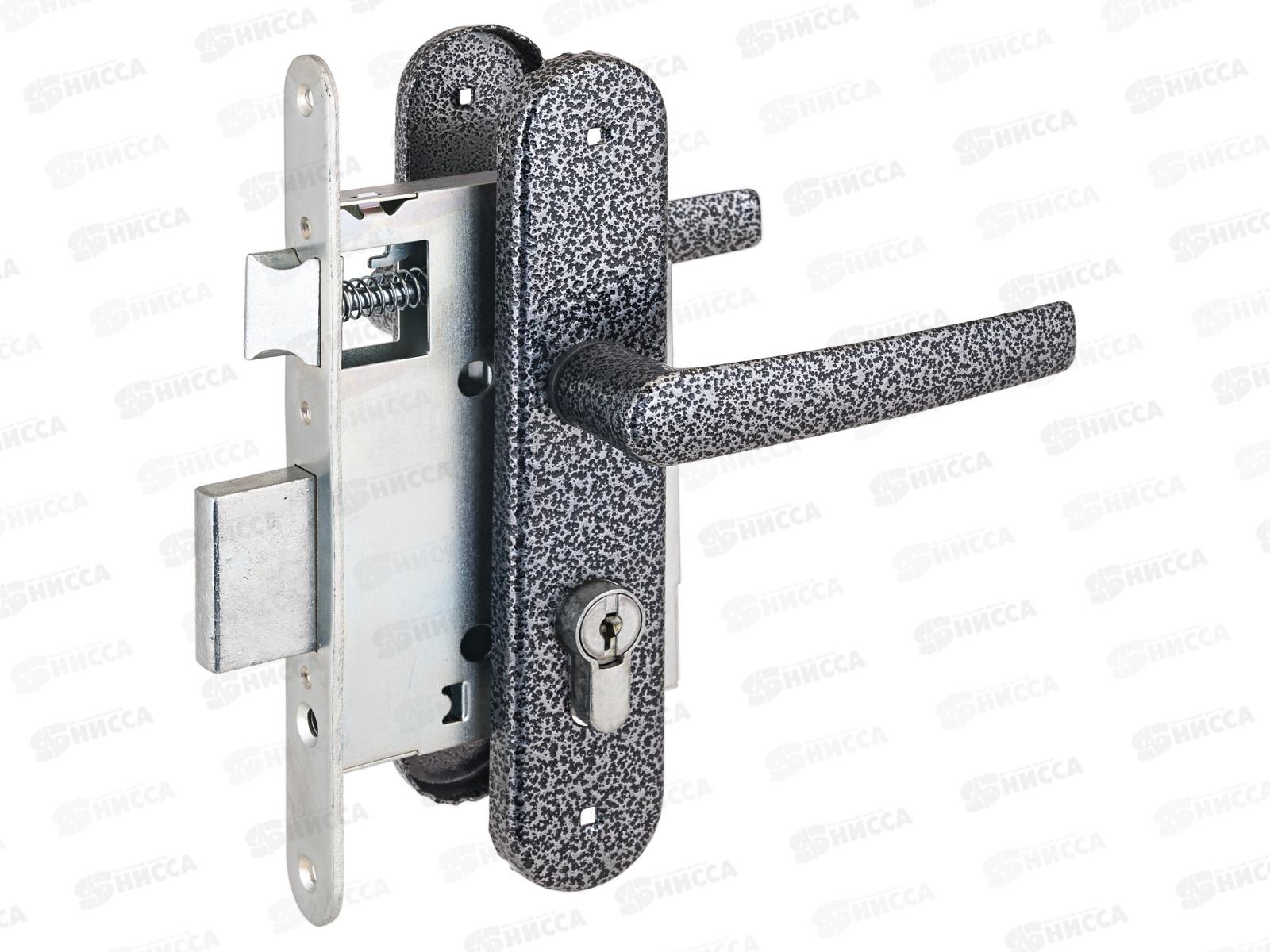 Замок врезной Птимаш ЗВ4-3.08 серебро шуруп с ручкой *10 8 459