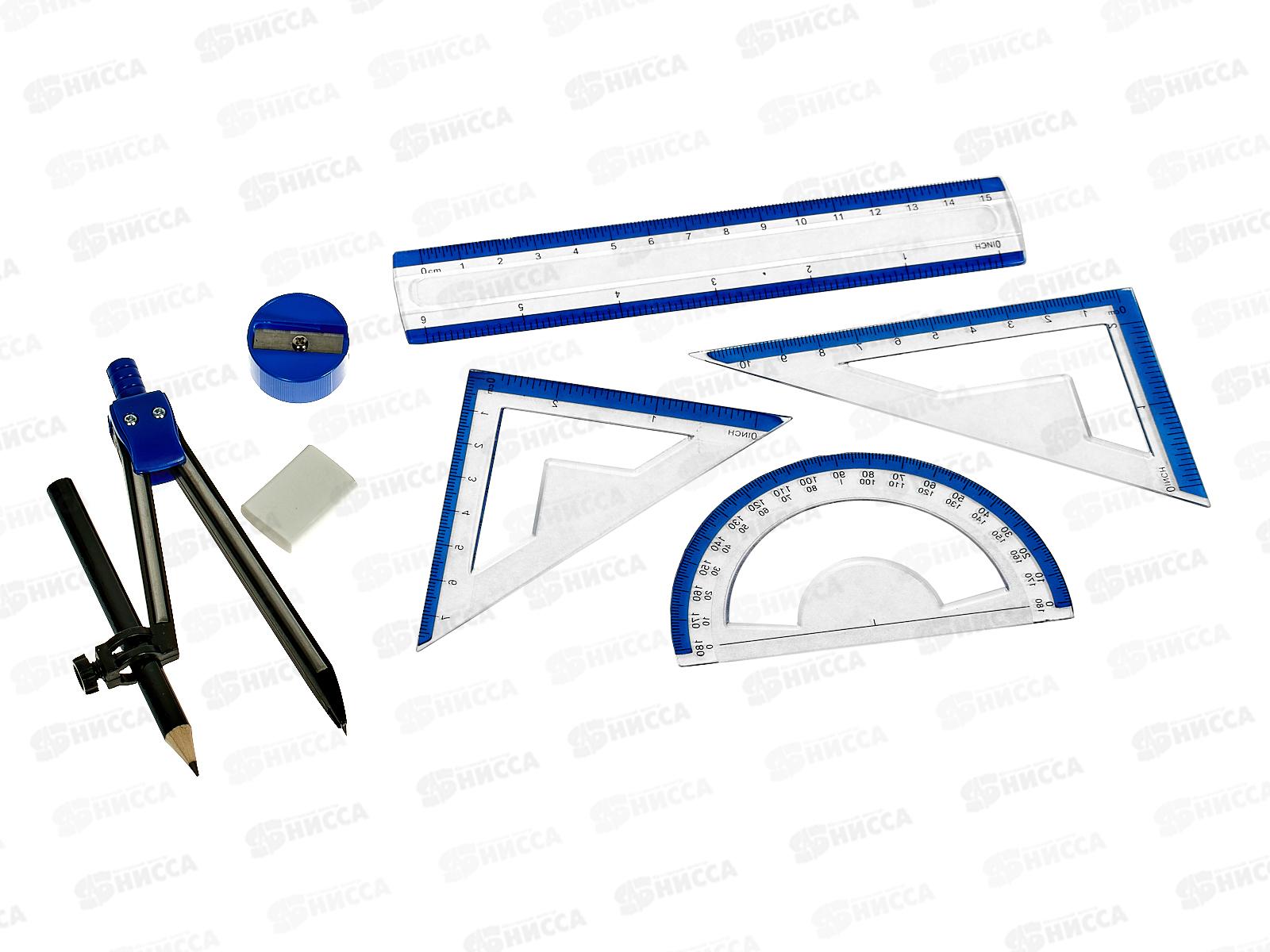 Готовальня Alingar 8пр., металлический циркуль 116мм с каран., пл.фут. AL970/1 *12