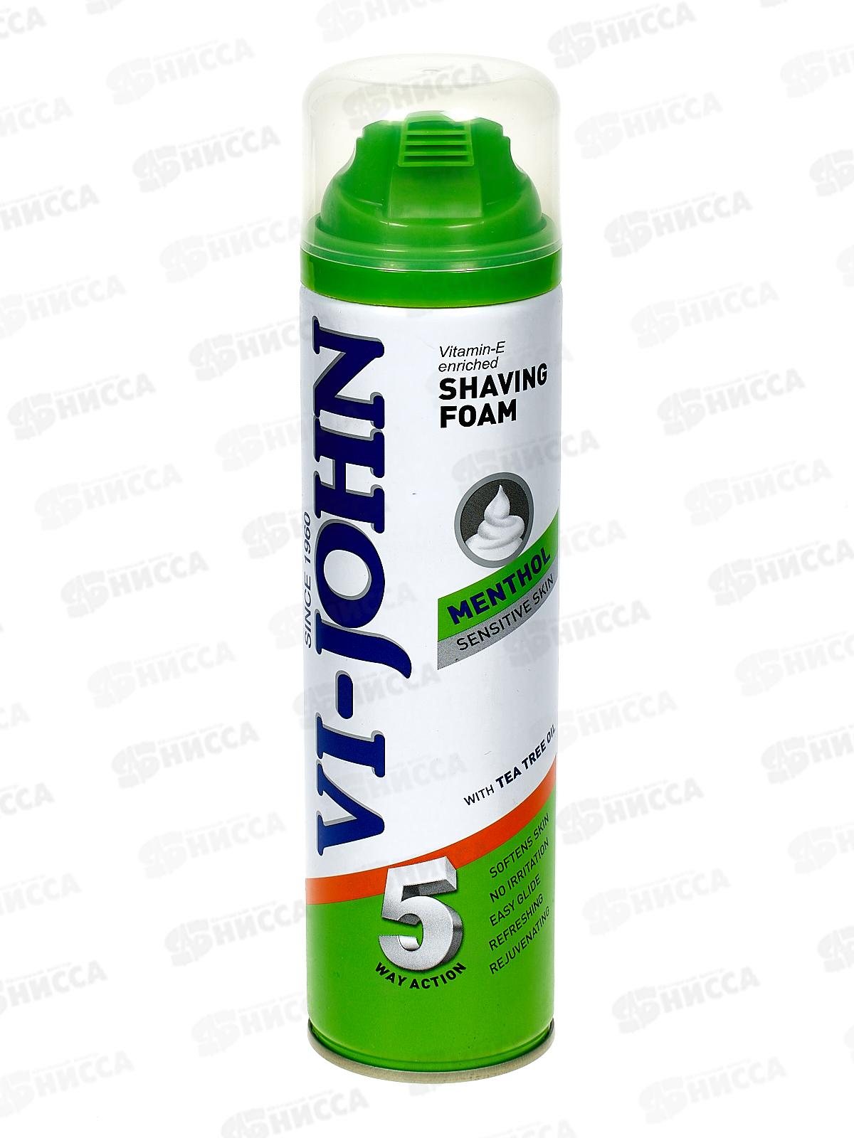 Ви-Джон Пена для бритья Ментол, для чувств. кожи 200мл *36