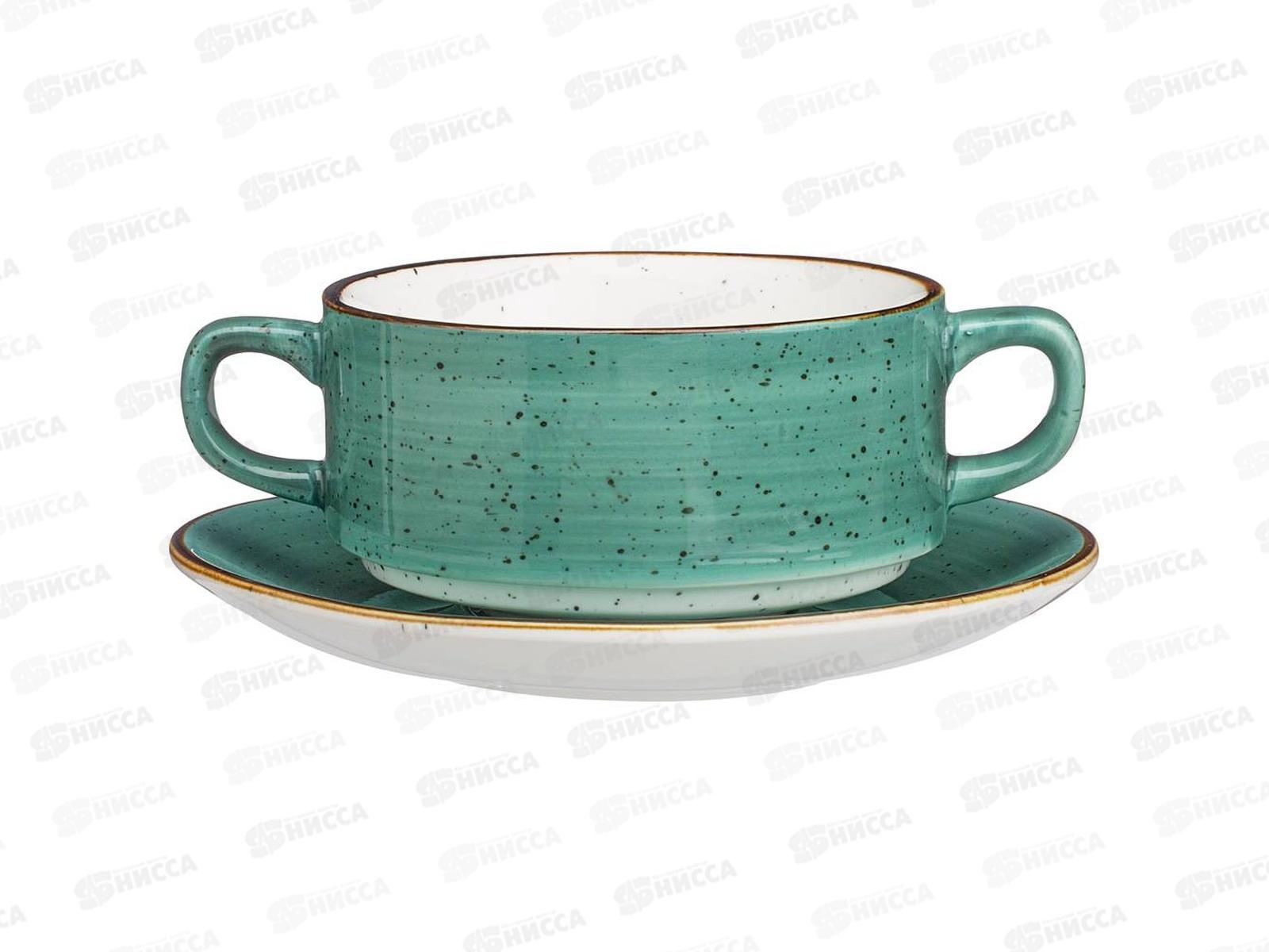 Бульонница с блюдцем Bronco Nature 250мл Мятный 263-1113