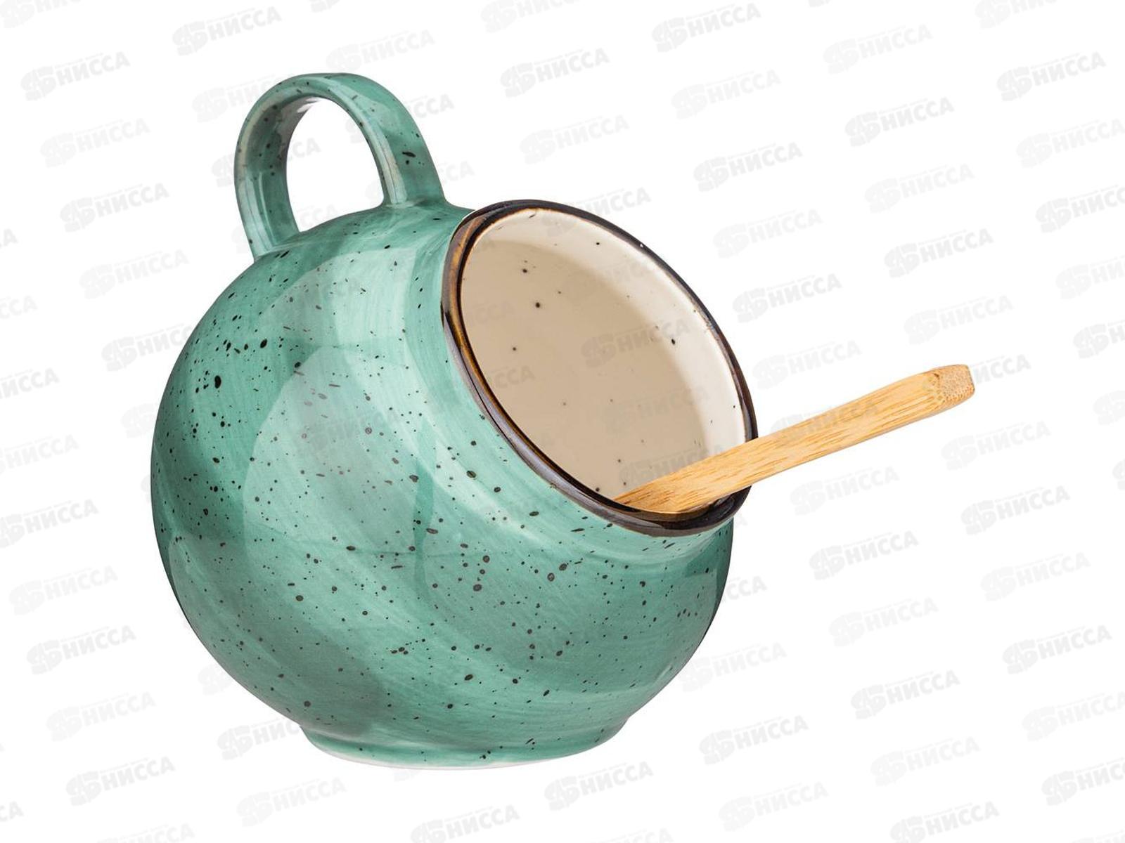 Солонка с ложкой Bronco Nature 9*10см Мятный 263-1136 *48