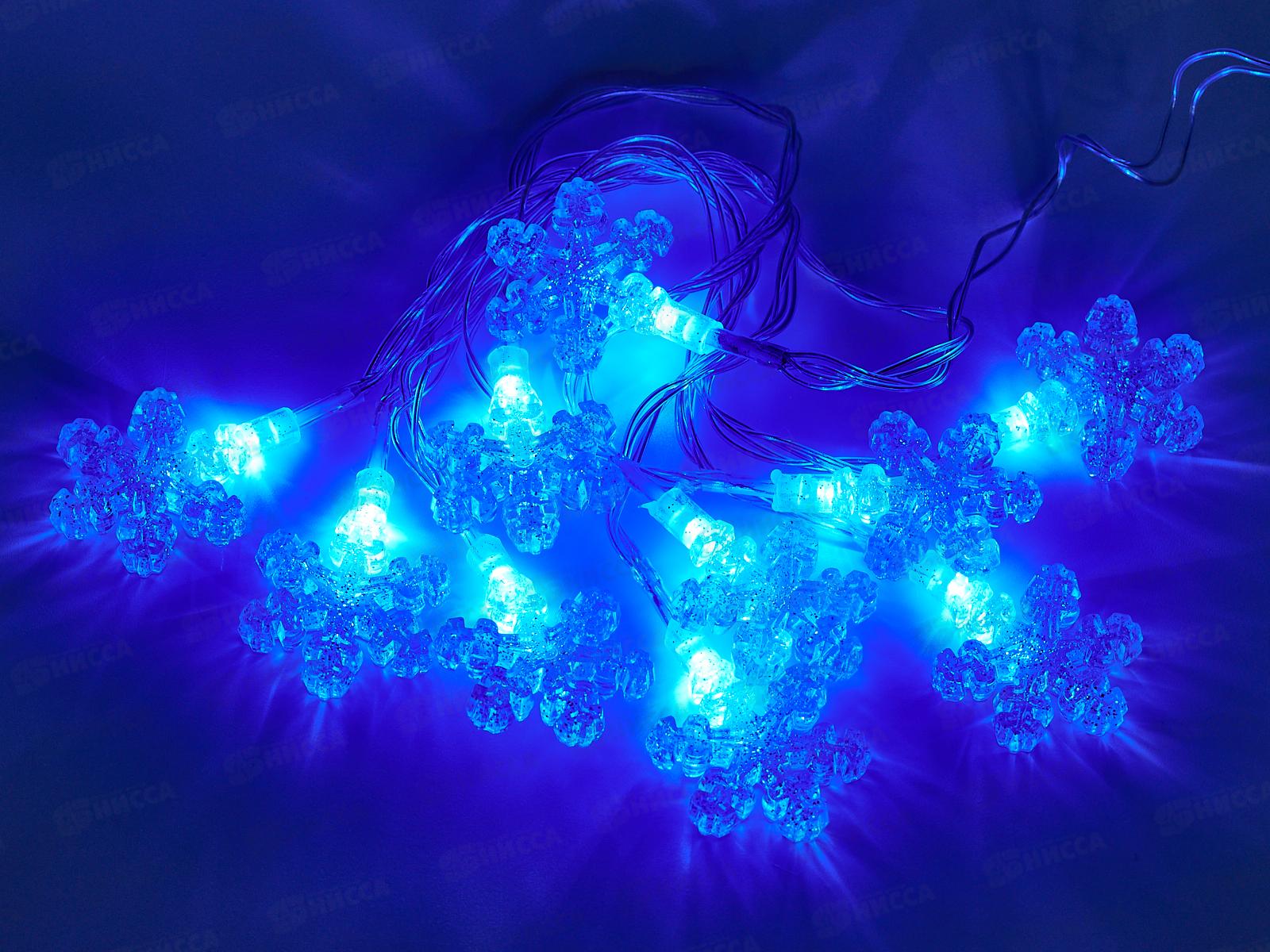 Гирлянда 2м "Снежинка"  10LED голубой 381-322 г