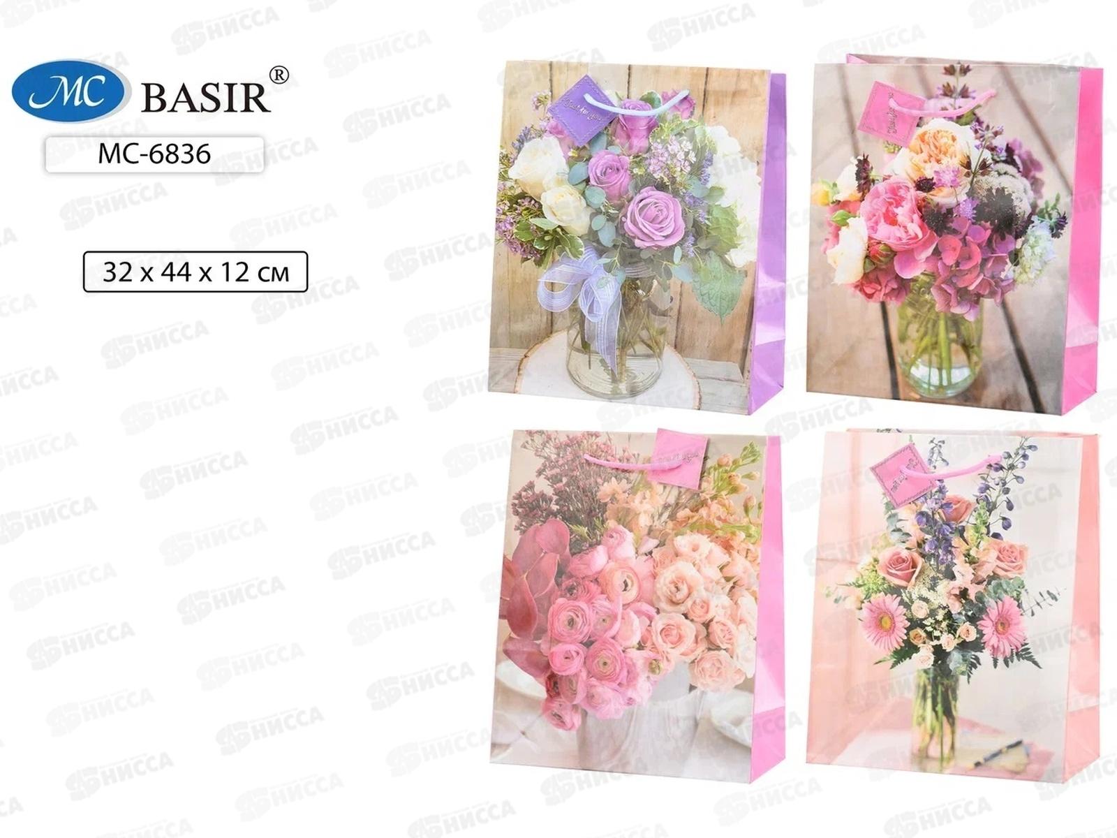 Пакет подарочный бумажный, 32*44*12см, БУКЕТЫ. МС-6836