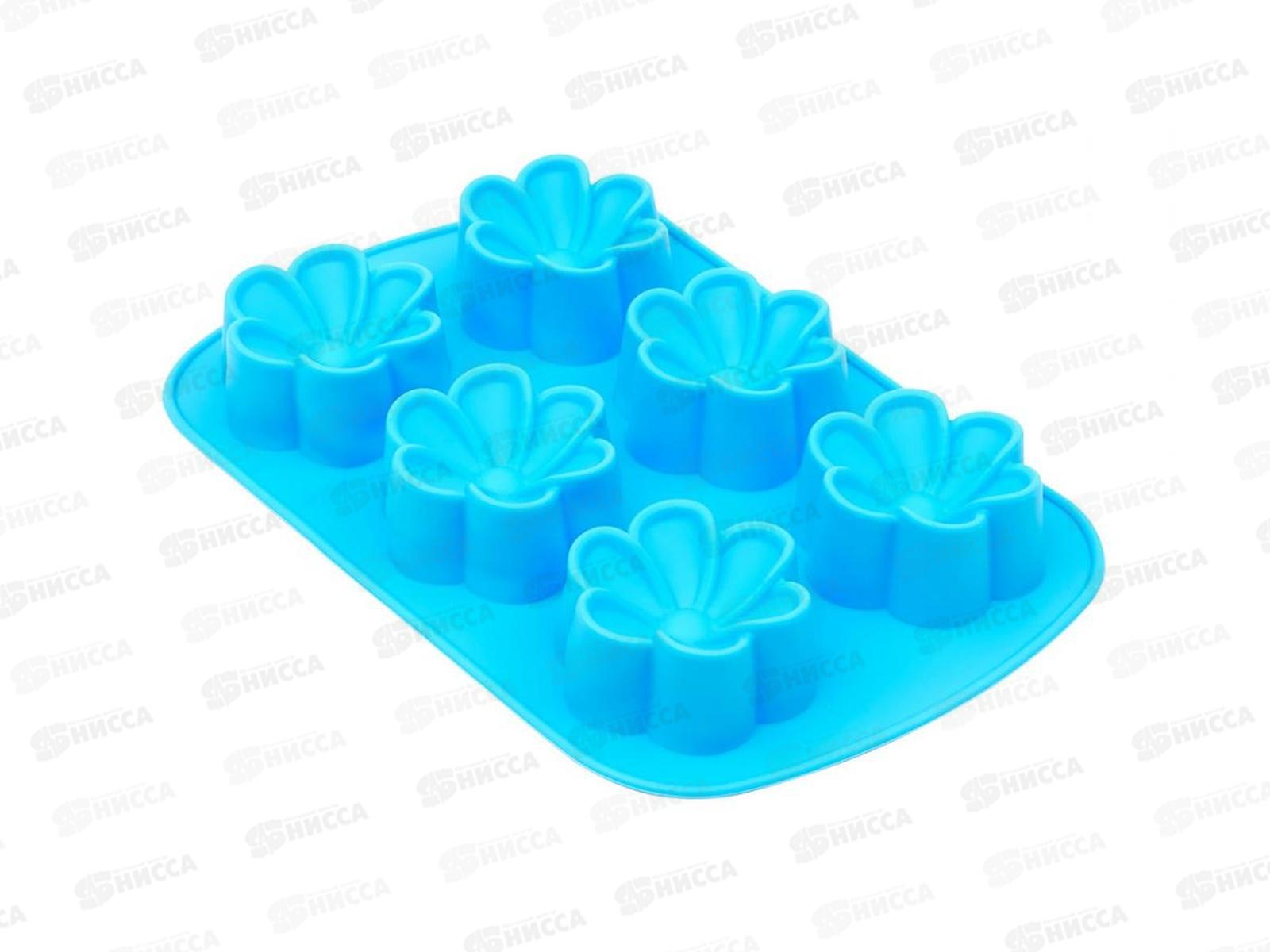 Форма для выпечки силикон 6 Кексов цветочки №2 KT-S-325