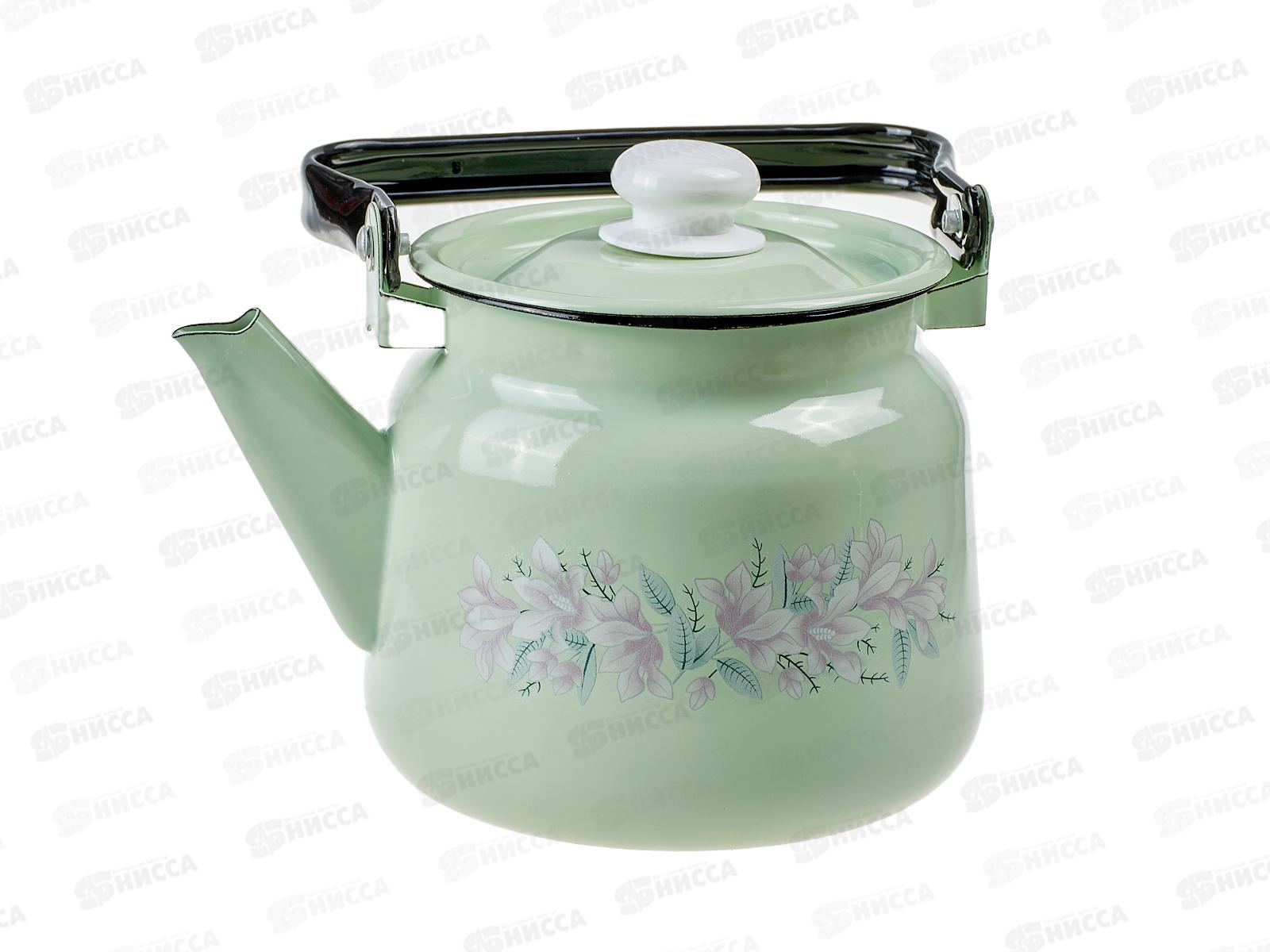Чайник 2,3л декорированный салатовый с пластмассовой кнопкой С2714.3С