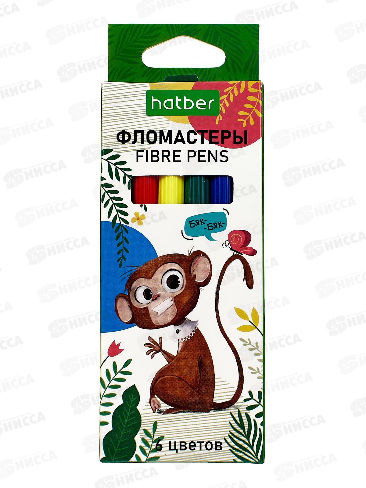 Фломастеры 6 цветов Hatber, Zoo,083819*24/480