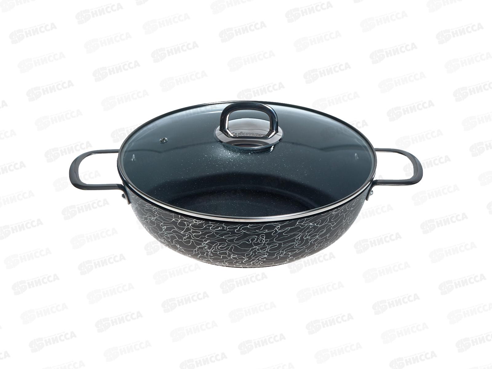 Сотейник 300/85мм Грация с ручкой стеклянной крышкой черный/серебро сгчс308а